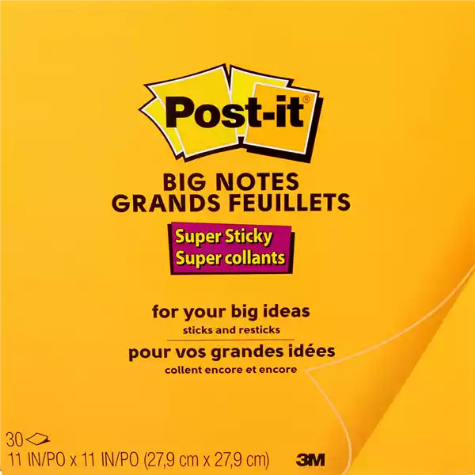 Picture of POST-IT BN11O SUPER STICKY BIG NOTES 279 X 279MM ORANGE 30 SHEETS