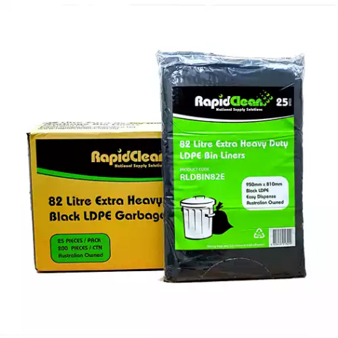 Picture of RAPID CLEAN GARBAGE BAG BLACK HEAVY DUTY 82L PACK 25
