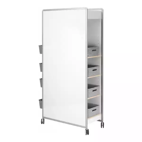 Picture of VISIONCHART WHITEBOARD HUDDLE MOBILE STORAGE WITH EXTRA 2 SHELVES AND 10 STORAGE BASKETS