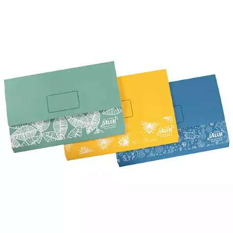 Picture of MARBIG WE MEAN GREEN ENVIRO DOCUMENT WALLET FOOLSCAP ASSORTED PACK 10