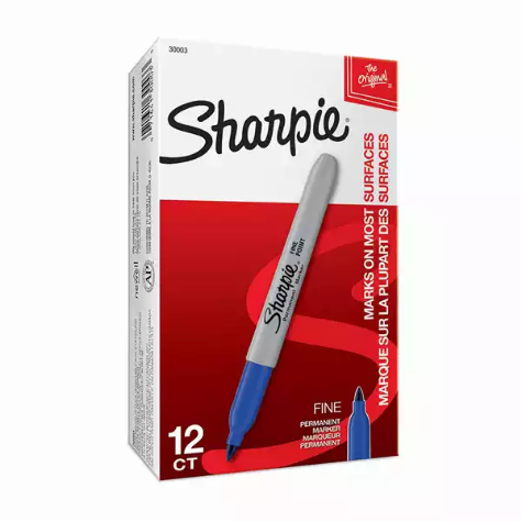 Picture of SHARPIE PERMANENT MARKER BULLET FINE 1.0MM BLUE BOX 12